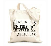 AILOONG Digitally printed canvas bags don't worry i'm fine it was leg day yesterday ready to print 12 oz thick fabric Uses as a makeup bag 25x30cm Small