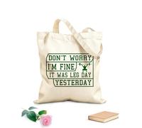 AILOONG Digitally printed canvas bags don't worry i'm fine it was leg day yesterday ready to print 340g/m² thick fabric Uses as a makeup bag