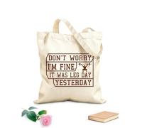 AILOONG Digitally printed canvas bags don't worry i'm fine it was leg day yesterday ready to print 340g/m² thick fabric Uses as a makeup bag