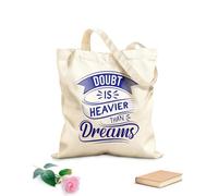 AILOONG Digitally printed canvas bags doubt is heavier than dreams quotes 340g/m² thick fabric Uses as a makeup bag