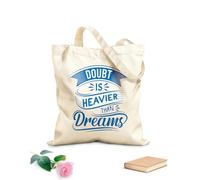 AILOONG Digitally printed canvas bags doubt is heavier than dreams quotes 340g/m² thick fabric Uses as a makeup bag