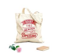 AILOONG Digitally printed canvas bags doubt is heavier than dreams quotes 340g/m² thick fabric Uses as a makeup bag