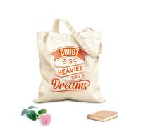 AILOONG Digitally printed canvas bags doubt is heavier than dreams quotes 340g/m² thick fabric Uses as a makeup bag