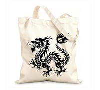 AILOONG Digitally printed canvas bags dragon icon art sihouette design image 12 oz thick fabric Uses as a makeup bag 35x40cm Large