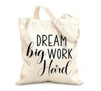 AILOONG Digitally printed canvas bags dream big work hard inspirational lettering 12 oz thick fabric Uses as a makeup bag 35x40cm Large