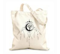 AILOONG Digitally printed canvas bags Dream catcher with mandala tree of life and moon phases crescent mystic symbol 12 oz thick fabric Uses as a makeup bag 25x30cm Small