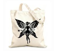 AILOONG Digitally printed canvas bags dreamy night sky fairy charm 12 oz thick fabric Uses as a makeup bag 25x30cm Small