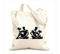 AILOONG Digitally printed canvas bags dumbbell hand routine silhouette a 12 oz thick fabric Uses as a makeup bag 25x30cm Small