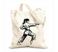 AILOONG Digitally printed canvas bags dynamic karate girl martial art clipart 12 oz thick fabric Uses as a makeup bag 31x36cm Medium