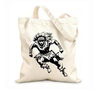 AILOONG Digitally printed canvas bags dynamic warrior running silhouette with tribal elements and prowess 12 oz thick fabric Uses as a makeup bag 35x40cm Large