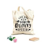 AILOONG Digitally printed canvas bags easter bunny love friends eggs 12 oz thick fabric Uses as a makeup bag 25x30cm Small