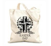 AILOONG Digitally printed canvas bags easter crucifix cross symbols 12 oz thick fabric Uses as a makeup bag 25x30cm Small