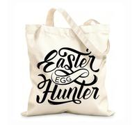 AILOONG Digitally printed canvas bags easter holiday badge of egg rabbit ear and cross 12 oz thick fabric Uses as a makeup bag 31x36cm Medium