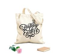 AILOONG Digitally printed canvas bags easter holiday badge of egg rabbit ear and cross 12 oz thick fabric Uses as a makeup bag 25x30cm Small