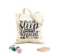 AILOONG Digitally printed canvas bags eat sleep mom repeat mother day 12 oz thick fabric Uses as a makeup bag 31x36cm Medium