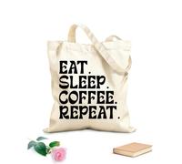 AILOONG Digitally printed canvas bags eat sleep repeat designs also 12 oz thick fabric Uses as a makeup bag 31x36cm Medium
