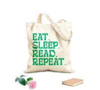AILOONG Digitally printed canvas bags eat sleep repeat designs also 340g/m² thick fabric Uses as a makeup bag