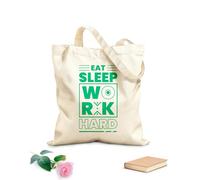 AILOONG Digitally printed canvas bags eat sleep work hard typography lettering quotes pro 340g/m² thick fabric Uses as a makeup bag