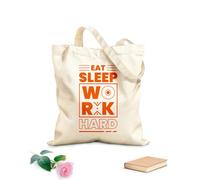 AILOONG Digitally printed canvas bags eat sleep work hard typography lettering quotes pro 340g/m² thick fabric Uses as a makeup bag