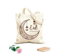 AILOONG Digitally printed canvas bags eid mubarak with crescent and lanterns 340g/m² thick fabric Uses as a makeup bag
