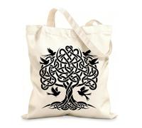 AILOONG Digitally printed canvas bags elegant celtic tree of life silhouette celtic tree with bird artwork 12 oz thick fabric Uses as a makeup bag 25x30cm Small