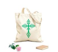 AILOONG Digitally printed canvas bags elegant floral christian cross silhouette design 340g/m² thick fabric Uses as a makeup bag