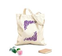 AILOONG Digitally printed canvas bags elegant floral corner designs with leaves and swirls on creating symmetry and framing space 340g/m² thick fabric Uses as a makeup bag