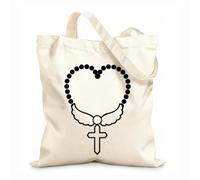 AILOONG Digitally printed canvas bags elegant rosary beads with cross clipart 12 oz thick fabric Uses as a makeup bag 31x36cm Medium