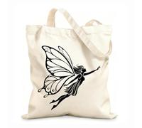 AILOONG Digitally printed canvas bags enchanted fairy silhouettes 12 oz thick fabric Uses as a makeup bag 35x40cm Large