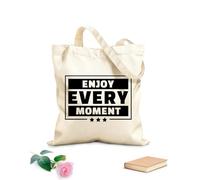 AILOONG Digitally printed canvas bags enjoy every moment 12 oz thick fabric Uses as a makeup bag 35x40cm Large