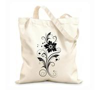 AILOONG Digitally printed canvas bags exquisite handcrafted blooms logo design flowing botanical silhouette logo icon 12 oz thick fabric Uses as a makeup bag 31x36cm Medium