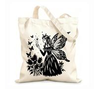 AILOONG Digitally printed canvas bags fairy enchanted forest 12 oz thick fabric Uses as a makeup bag 25x30cm Small