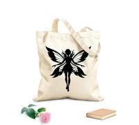 AILOONG Digitally printed canvas bags fairy logo icon design isolated 12 oz thick fabric Uses as a makeup bag 31x36cm Medium
