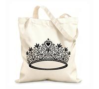 AILOONG Digitally printed canvas bags fairy tale princess crown silhouette artwork 12 oz thick fabric Uses as a makeup bag 35x40cm Large