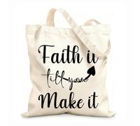 AILOONG Digitally printed canvas bags faith it till you make it christian 12 oz thick fabric Uses as a makeup bag 31x36cm Medium