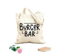 AILOONG Digitally printed canvas bags Fast food junk street food cafe bakery restaurant badge pizza burger 12 oz thick fabric Uses as a makeup bag 25x30cm Small