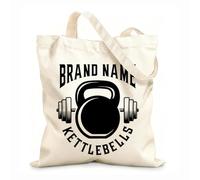 AILOONG Digitally printed canvas bags logo barbell kettlebell icon is perfect 12 oz thick fabric Uses as a makeup bag 35x40cm Large