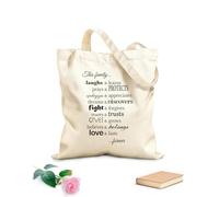 AILOONG Digitally printed canvas bags This Family Laughs & Learns, Prays & Protects, Apologies & Appreciates 340g/m² thick fabric Uses as a makeup bag