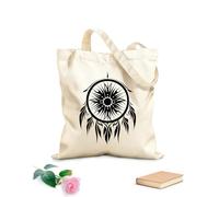 AILOONG dream catcher with feathers and sun silhouette in the middle simple Customizable pattern canvas bags 12 oz thick fabric Matches clothing 25x30cm Small