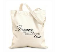 AILOONG Dream Comes TRUE Motivational Words Unbleached Canvas Tote Bag 12 oz thick fabric Uses as a tool bag 31x36cm Medium
