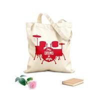 AILOONG Drummer Phrase No Drums No Life Musical Cotton Canvas Shopping Bag 340g/m² thick fabric Uses as a gift bag