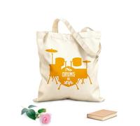 AILOONG Drummer Phrase No Drums No Life Musical Cotton Canvas Shopping Bag 340g/m² thick fabric Uses as a gift bag