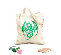 AILOONG Eastern Dragon Fire Mythology Fear Spear Canvas Tote Bag 340g/m² thick fabric Replaces school bag
