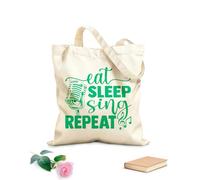 AILOONG Eat Sleep Sing Repeat Microphone Music Love Cotton Canvas Shopping Bag 340g/m² thick fabric Uses as a gift bag