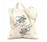 AILOONG en fish yin yang silhouette Reinforced Bottom Canvas Bag 12 oz thick fabric Uses as a gift bag 35x40cm Large