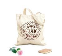 AILOONG enjoy the little things Reinforced Bottom Canvas Bag 340g/m² thick fabric Uses as a gift bag