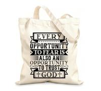 AILOONG every opportunity to fear is also an opportunity to trust god design Reusable Shopper Bags 12 oz thick fabric Foldable 35x40cm Large