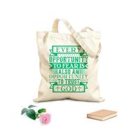 AILOONG every opportunity to fear is also an opportunity to trust god design Reusable Shopper Bags 340g/m² thick fabric Foldable
