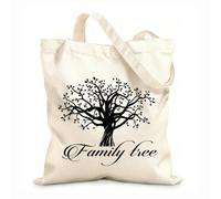 AILOONG Family Tree Word Logo Quote Tree Of Life Unbleached Canvas Tote Bag 12 oz thick fabric Uses as a tool bag 25x30cm Small