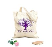 AILOONG Family Tree Word Logo Quote Tree Of Life Unbleached Canvas Tote Bag 340g/m² thick fabric Uses as a tool bag